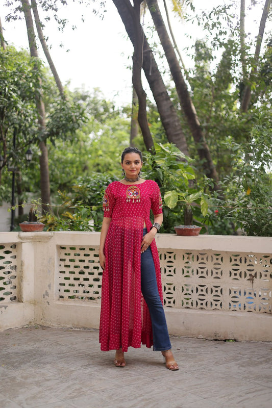 PREMIUM READYMADE DESIGNER FRONT OPEN LONG KURTI COLLECTIONS.