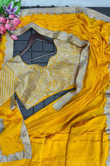 uper Trending Embroidery cording work ready to wear saree with Embroidery Blouse - Vastra Gehna