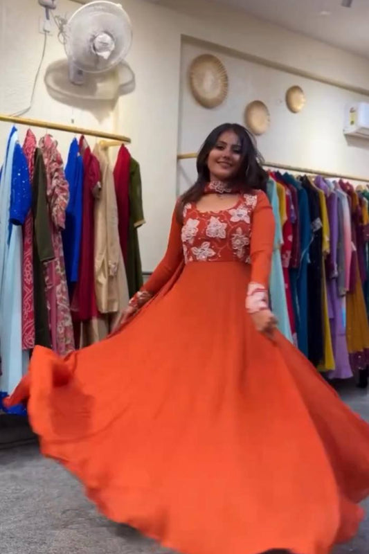 ĚSIGNER PARTY WEAR LOOK  GOWN WITH EMBROIDERY  WOR - Vastra Gehna