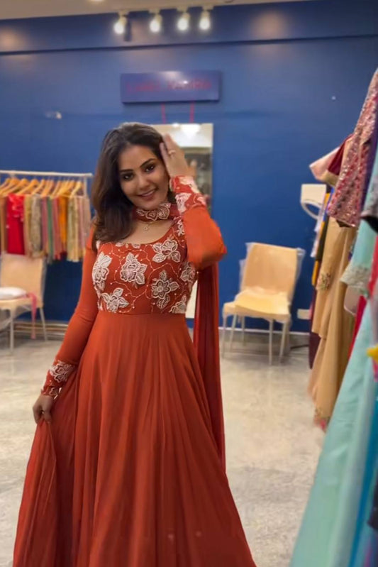 ĚSIGNER PARTY WEAR LOOK  GOWN WITH EMBROIDERY  WOR - Vastra Gehna
