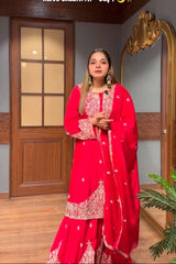 Faux Georgette With Embroidery Work with Full