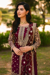 :Heavy Faux Georgette With 5mm Embroidery