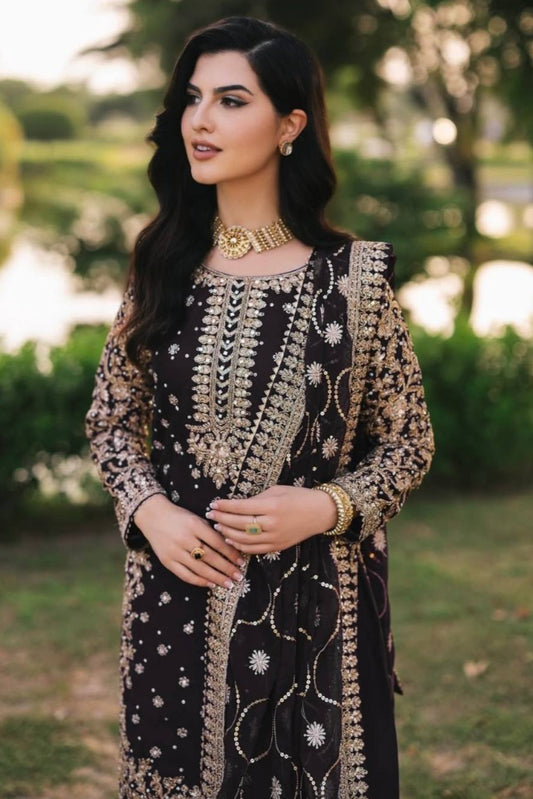 :Heavy Faux Georgette With 5mm Embroidery