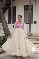 Kora Cotton with Multi Thread dandiya lehenga