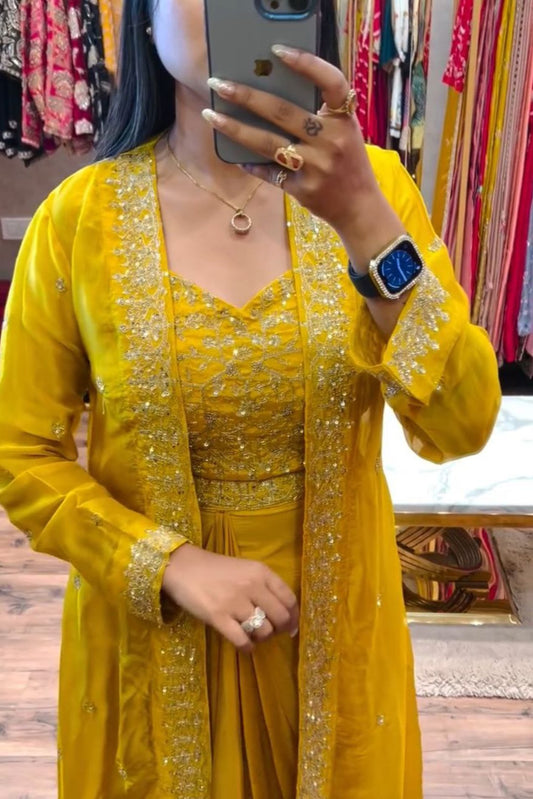 Trending Party Wear Shrug with Sarara - Vastra Gehna