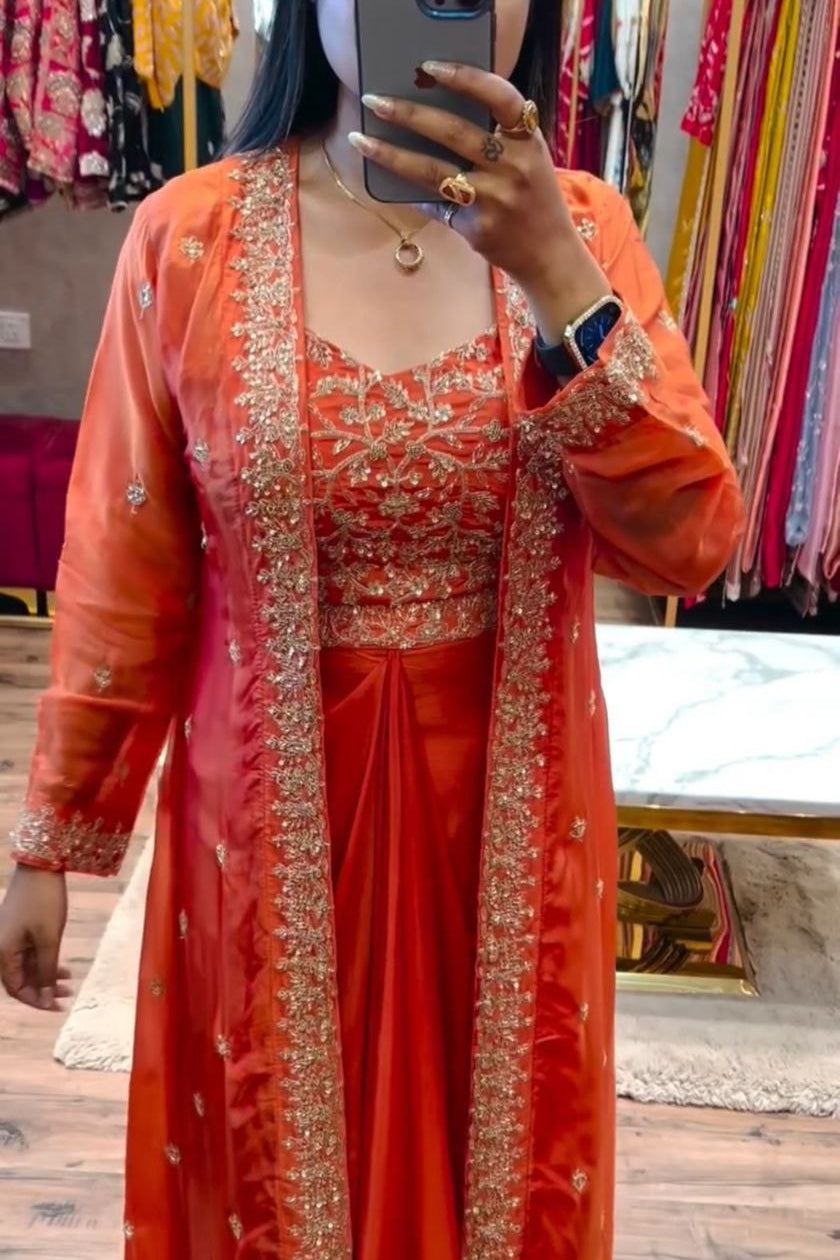 Trending Party Wear Shrug with Sarara - Vastra Gehna