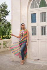 Bandhej Printed Georgette With Kutchi Gamthi Mirror & Codi lace work