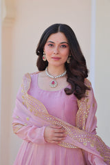 Fendy Chiffon gown with Sequins-Multi Embroidered - Vastra Gehna
