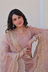 Fendy Chiffon gown with Sequins-Multi Embroidered - Vastra Gehna