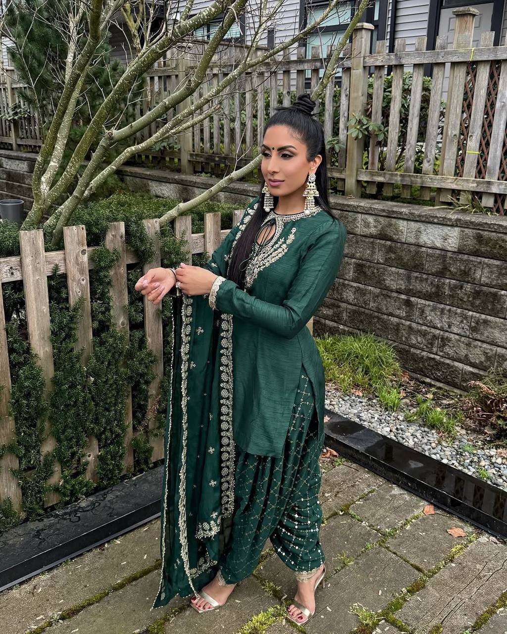 DHOTI. WITH FANCY DUPPATA WITH  EMBROIDERY WORK - Vastra Gehna