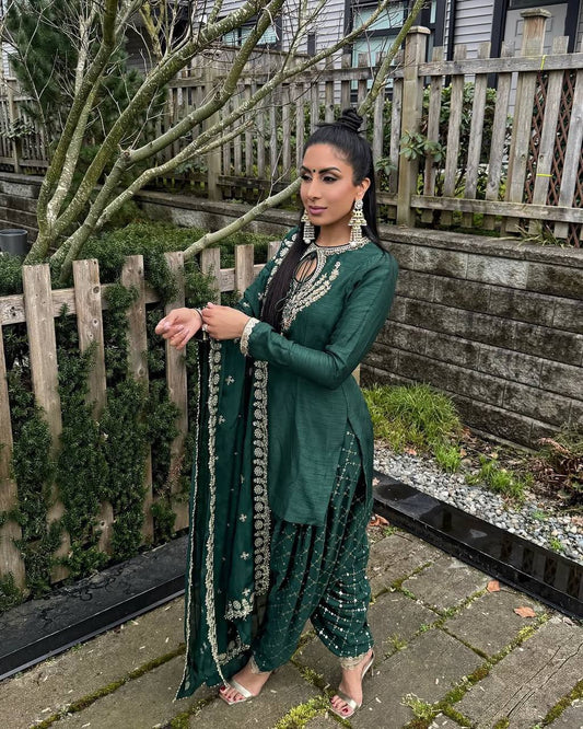 DHOTI. WITH FANCY DUPPATA WITH  EMBROIDERY WORK - Vastra Gehna