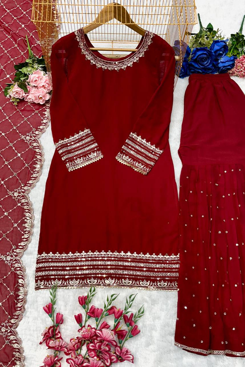 SHARARA. WITH FANCY DUPPATA WITH  EMBROIDERY WORK*✅ - Vastra Gehna