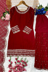 SHARARA. WITH FANCY DUPPATA WITH  EMBROIDERY WORK*✅ - Vastra Gehna