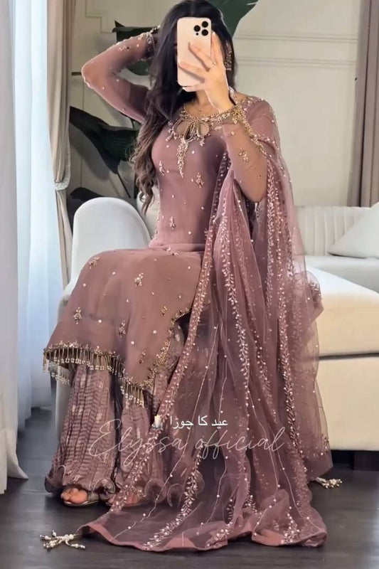 Heavy Faux Georgette With Embroidery Sequence Work - Vastra Gehna
