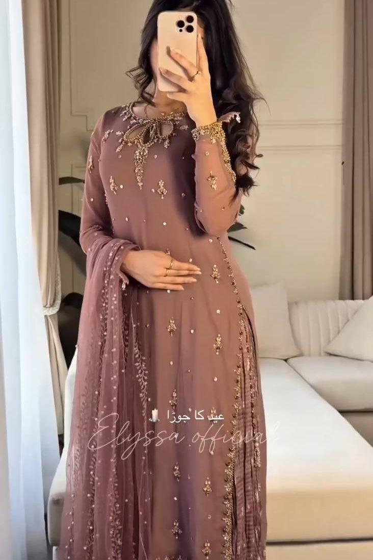 Heavy Faux Georgette With Embroidery Sequence Work - Vastra Gehna