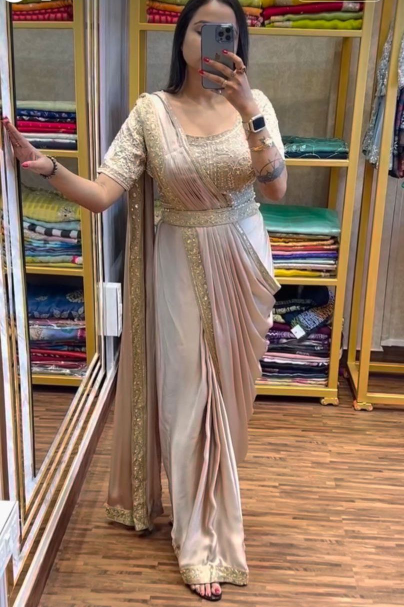 Super Trending Embroidery saree with Embroidery Blouse - Vastra Gehna