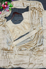 Super Trending Embroidery saree with Embroidery Blouse - Vastra Gehna