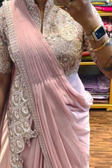 Super Trending Embroidery saree with full koti - Vastra Gehna