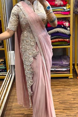 Super Trending Embroidery saree with full koti - Vastra Gehna