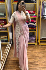 Super Trending Embroidery saree with full koti - Vastra Gehna