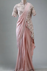 Super Trending Embroidery saree with full koti - Vastra Gehna