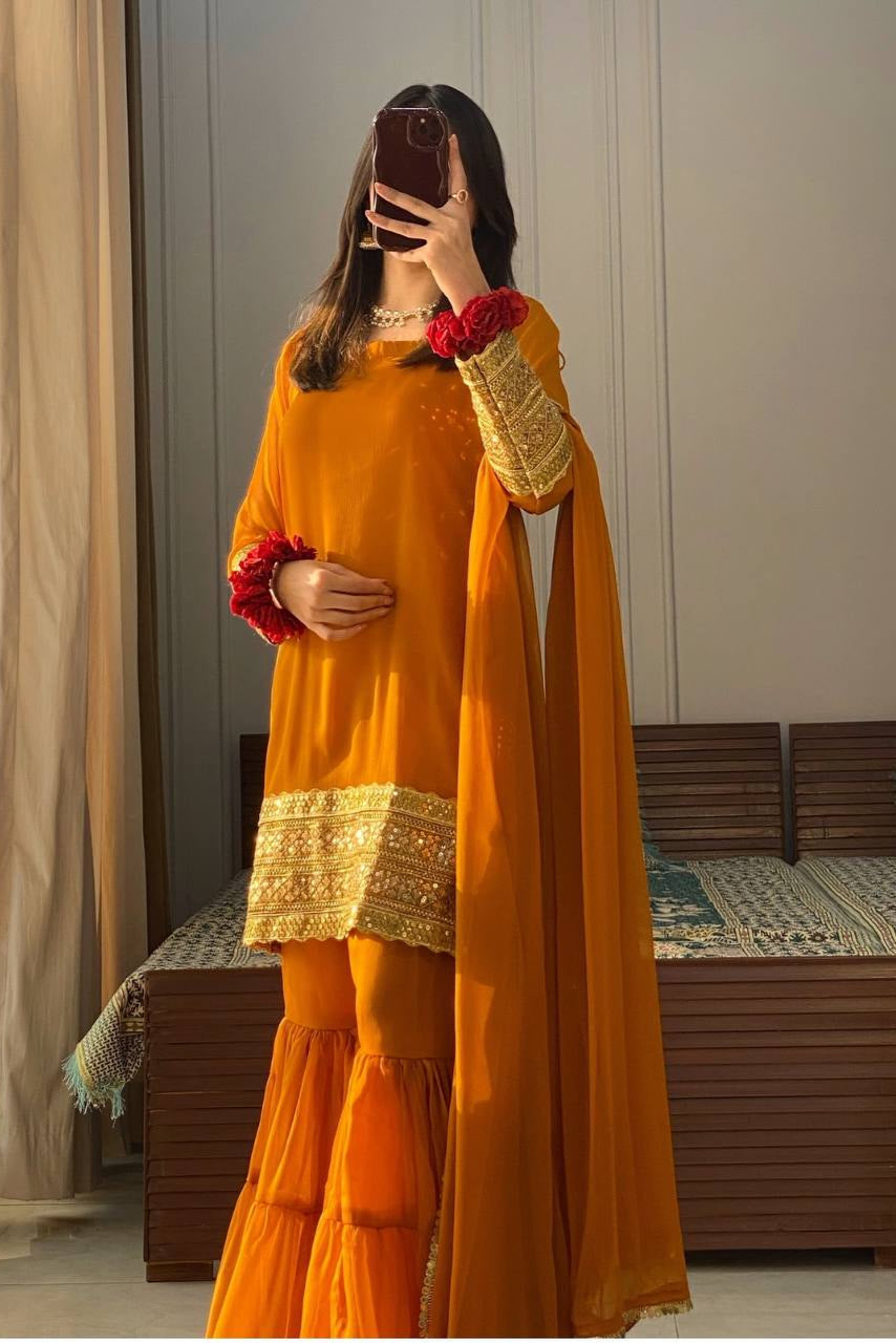 HAVY PURE FOX GOURGATE  TOP AND PLAZZO WITH FANCY DUPPATA - Vastra Gehna