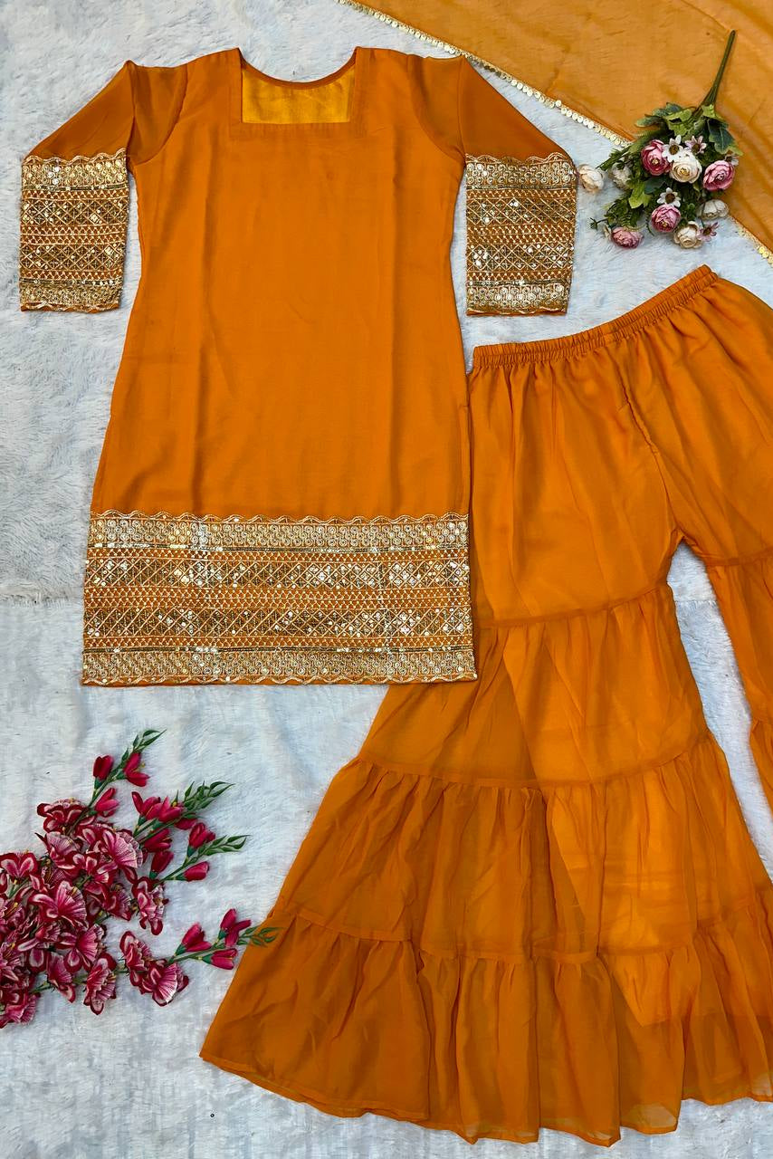 HAVY PURE FOX GOURGATE  TOP AND PLAZZO WITH FANCY DUPPATA - Vastra Gehna