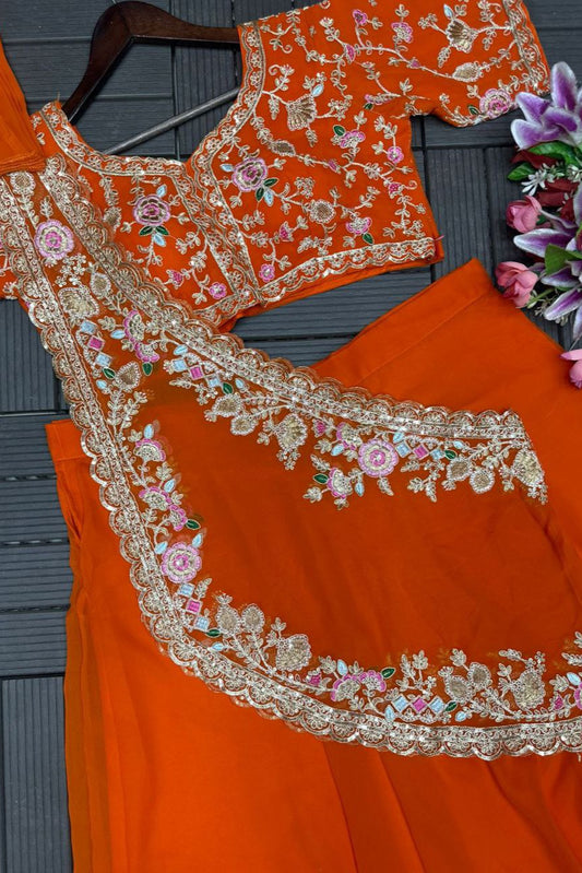 Crunshi Embroidery Work Lehenga Choli - Vastra Gehna