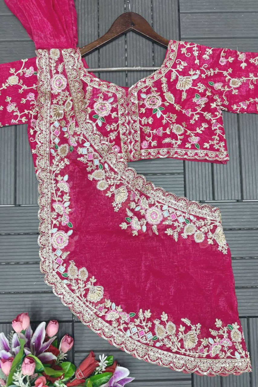 Crunshi Embroidery Work Lehenga Choli - Vastra Gehna