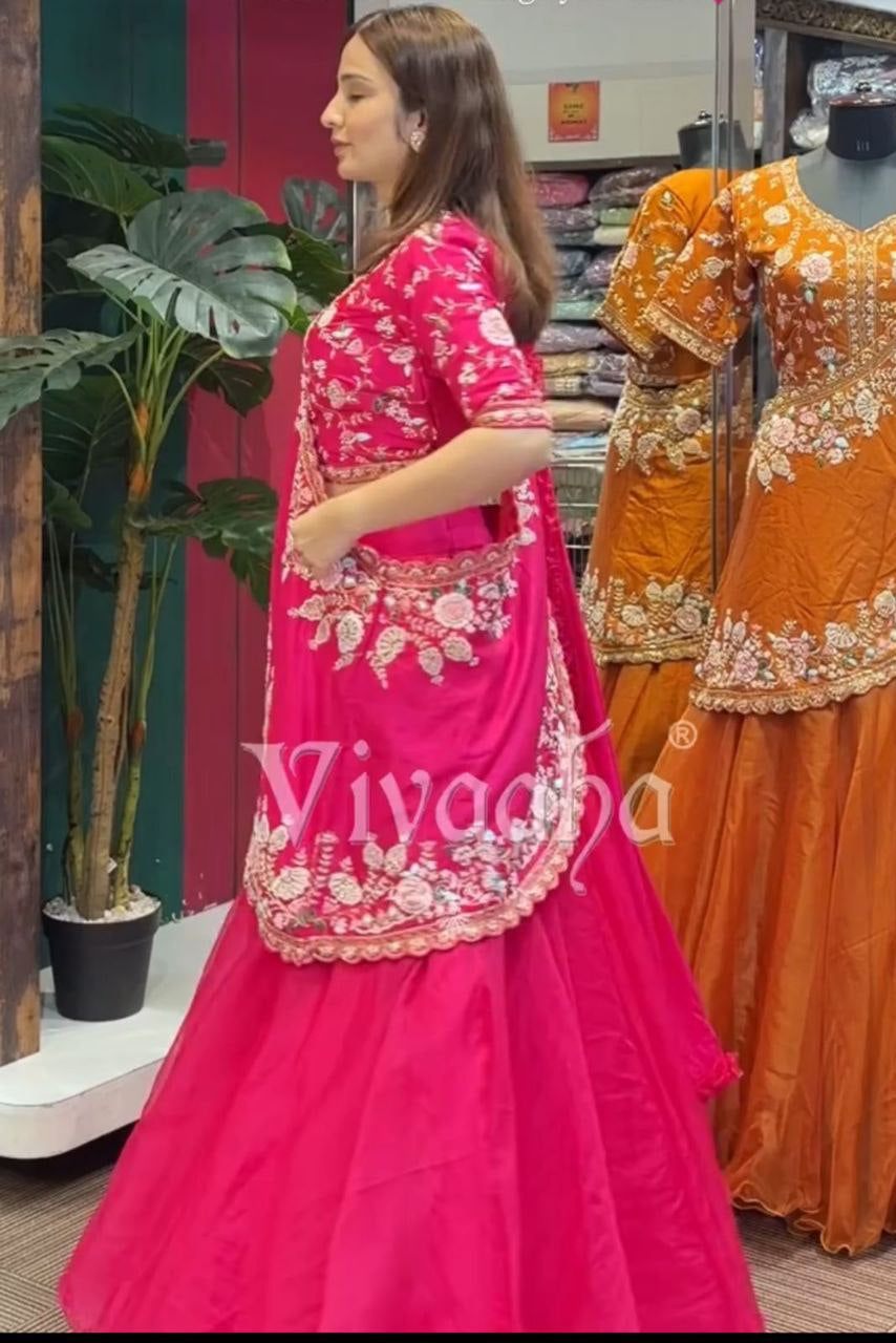 Crunshi Embroidery Work Lehenga Choli - Vastra Gehna