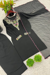 New Designer Party Wear Look Top-Plazzo and Dupatta With Heavy Embroidery Work