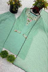 New Designer Party Wear Look Top-Plazzo and Dupatta With Heavy Embroidery Work