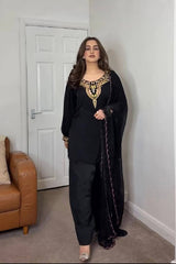 New Designer Party Wear Look Top-Plazzo and Dupatta With Heavy Embroidery Work