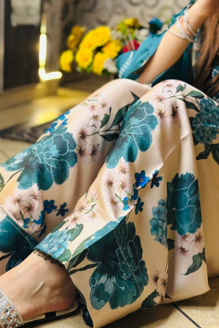 Natural Crep Silk Top-Bottom And Dupatta Set - Vastra Gehna