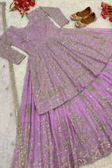 Faux Georgette With Heavy Embroidery 5 mm Sequence Work With Embroidery Sleeve