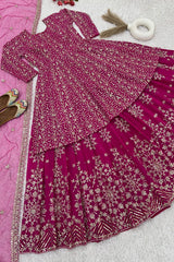 Faux Georgette With Heavy Embroidery 5 mm Sequence Work With Embroidery Sleeve