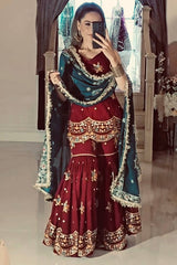 New Designer Party Wear Look Top-sarara and Dupatta With Heavy Embroidery Work