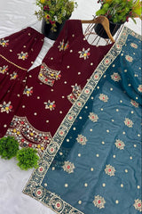 New Designer Party Wear Look Top-sarara and Dupatta With Heavy Embroidery Work