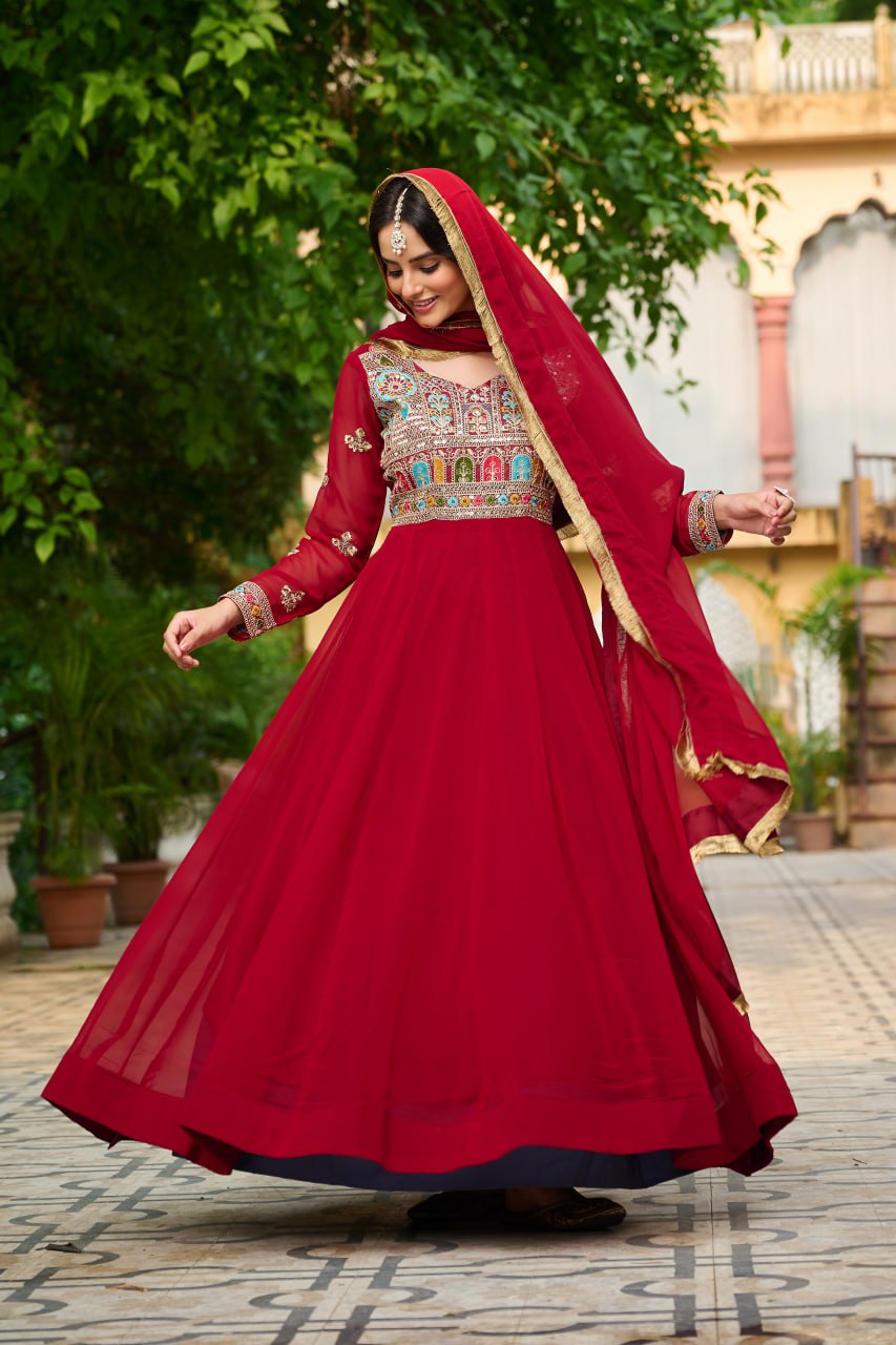 Faux Blooming with Sequins & Multi Thread Embroidered work - Vastra Gehna