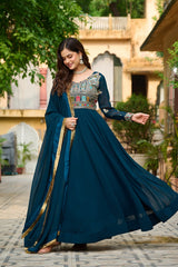 Faux Blooming with Sequins & Multi Thread Embroidered work - Vastra Gehna