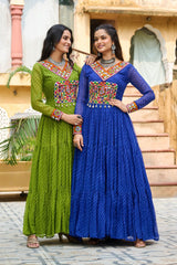 Laheriya Print work with kutchi patchework in Faux Georgette.