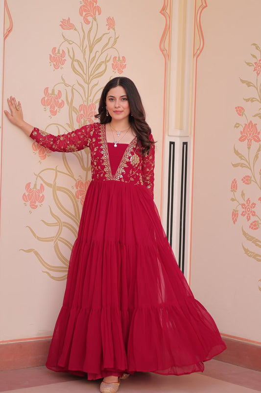 Faux Blooming With Sequins & Zari  Embroidered - Vastra Gehna