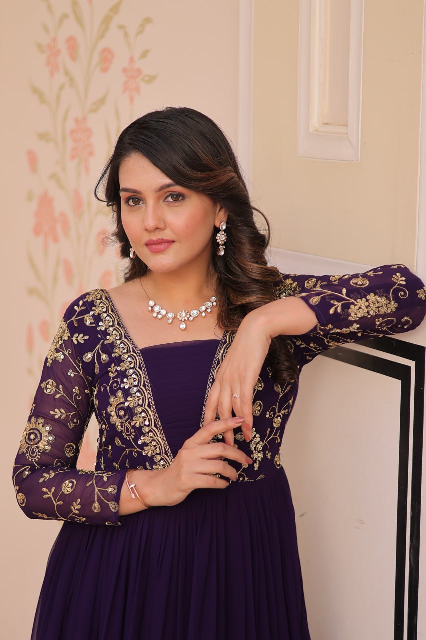 Faux Blooming With Sequins & Zari  Embroidered - Vastra Gehna