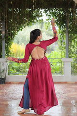 Leheriya Print work with kutchi Patchework in Faux Georgette.