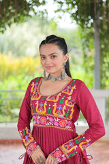 Leheriya Print work with kutchi Patchework in Faux Georgette.