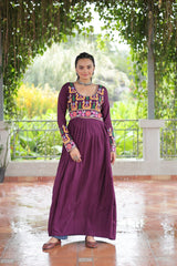 Leheriya Print work with kutchi Patchework in Faux Georgette.