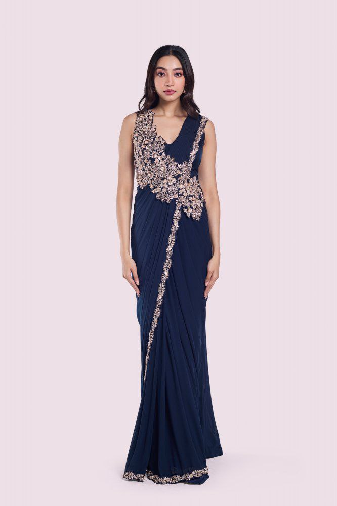 saree with Embroidery Blouse - Vastra Gehna