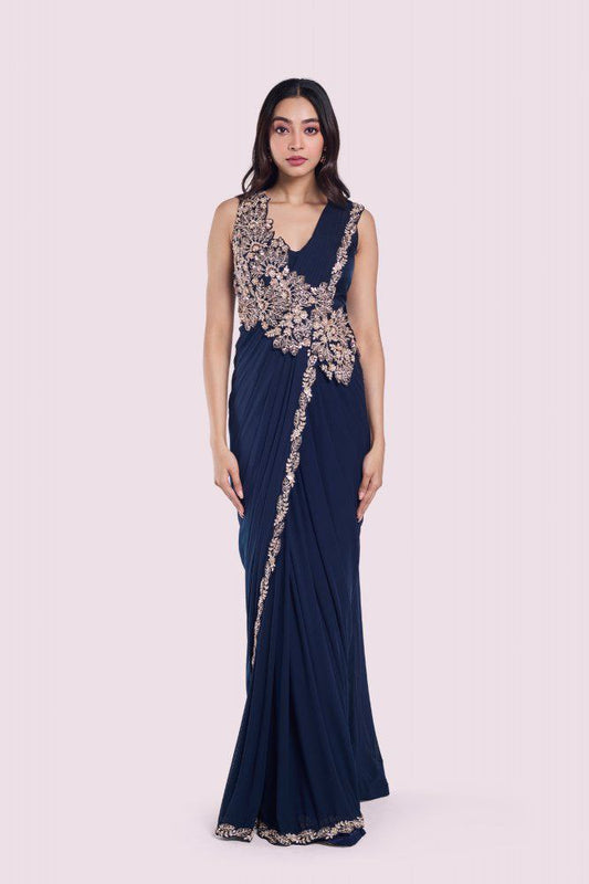 saree with Embroidery Blouse - Vastra Gehna