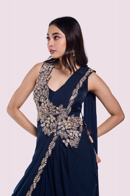 saree with Embroidery Blouse - Vastra Gehna