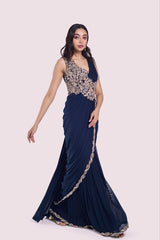 saree with Embroidery Blouse - Vastra Gehna